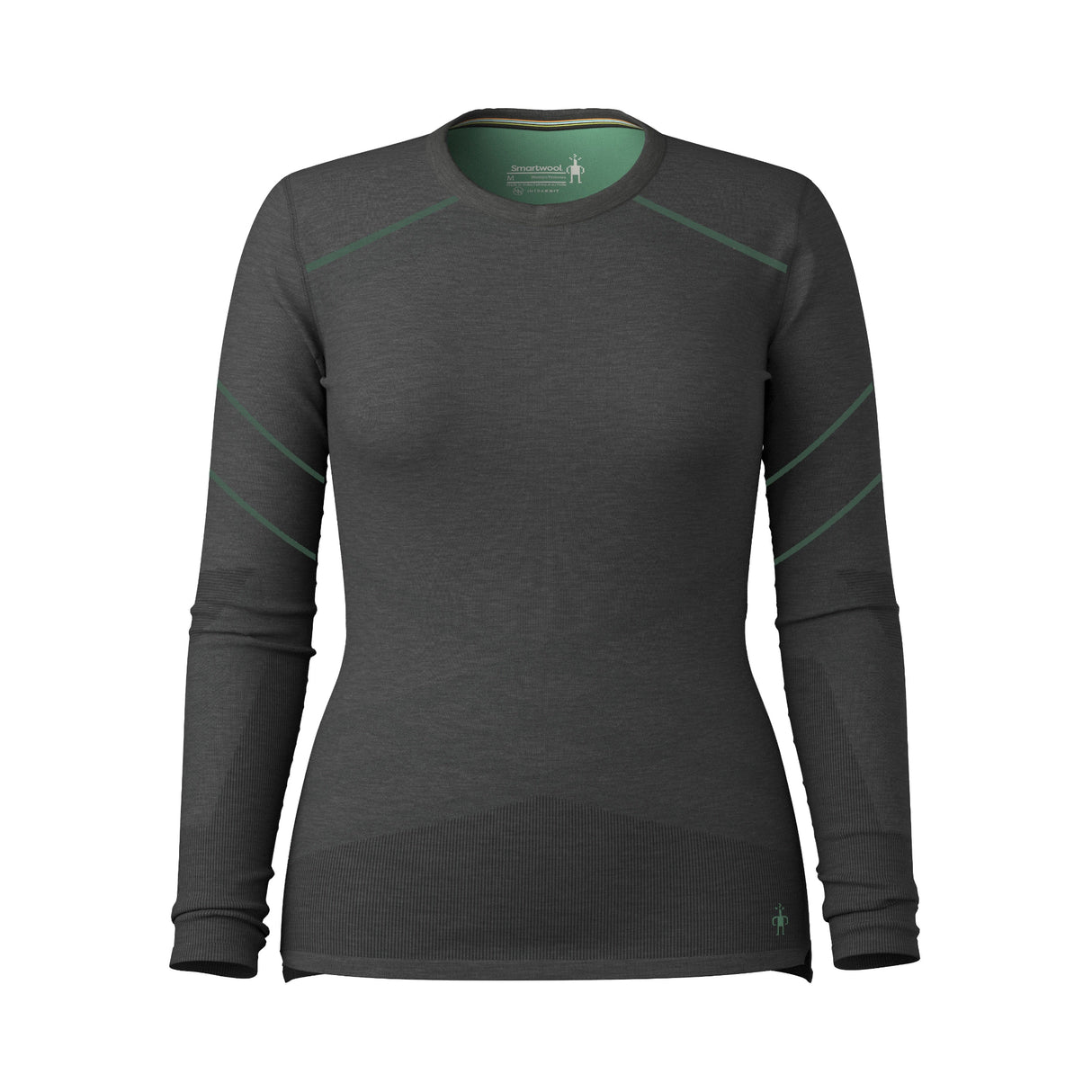 Smartwool Womens Intraknit Thermal Merino Base Layer Crew  -  Medium / Charcoal/Zen Green