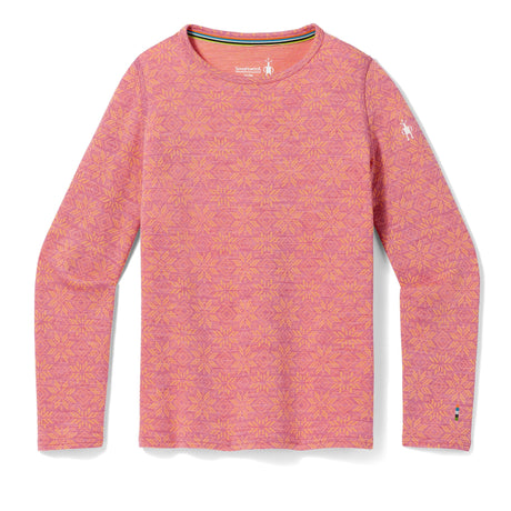 Smartwool Kids Classic Thermal Merino Base Layer Crew - Clearance  -  X-Small / Garden Pink Digi Snow
