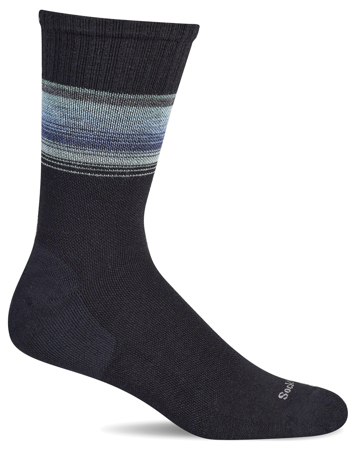 Sockwell Mens Plantar Cush Crew II Firm Compression Crew Socks  -  Medium/Large / Black