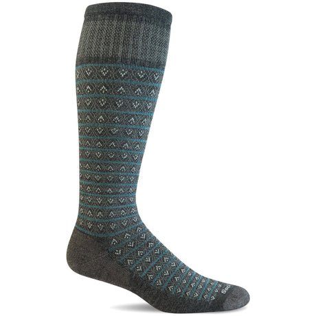 Sockwell Mens Diamond Stripe Moderate Compression Socks  -  Medium/Large / Charcoal
