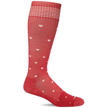 Sockwell Womens Full Heart Wide Calf Fit Moderate Compression Socks  -  Small/Medium / Poppy