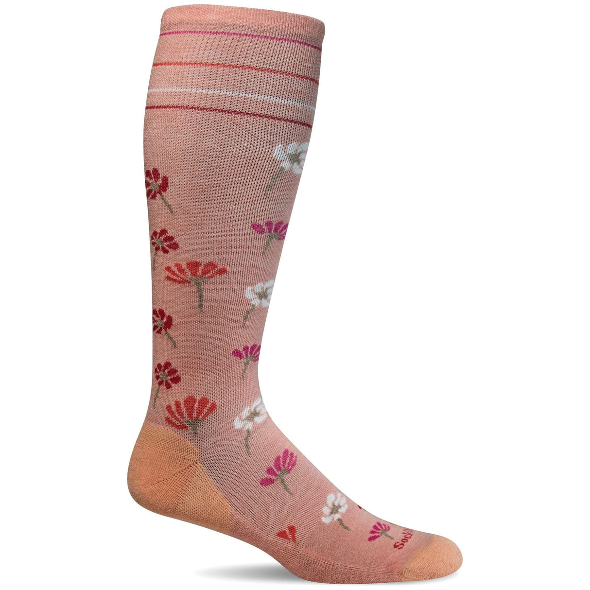 Sockwell Womens Field Flower Moderate Compression Knee-High Socks  -  Small/Medium / Peach