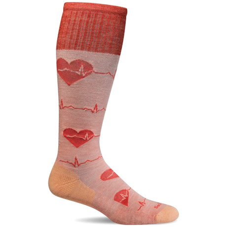 Sockwell Womens Heartbeat Moderate Compression Knee High Socks  -  Small/Medium / Peach