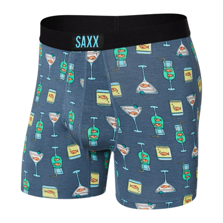 SAXX Mens Ultra Super Soft Boxer Brief  -  X-Small / Nautical Nightcap Blue