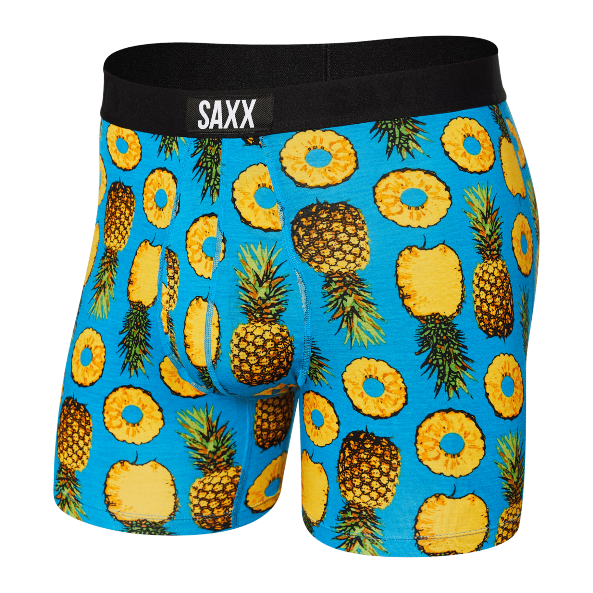SAXX Mens Ultra Super Soft Boxer Brief  -  Small / Polka Pineapple - Blue