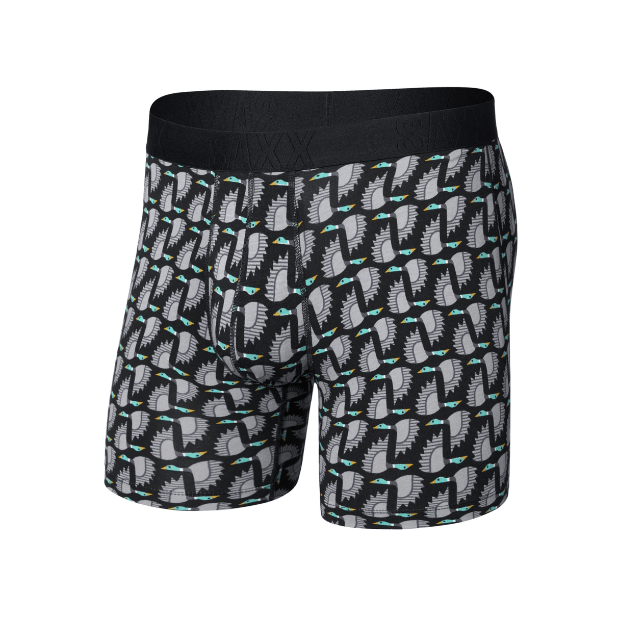 SAXX Mens DropTemp Cooling Cotton Boxer Brief Patterns - Flight Pattern/Black