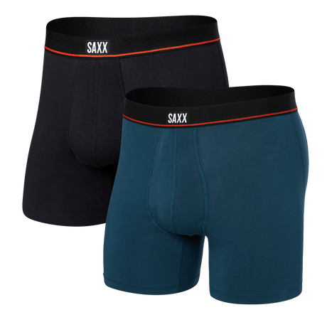 SAXX Mens Non-Stop Stretch Cotton Boxer Briefs 2-Pack  -  Small / Hurricane/Black