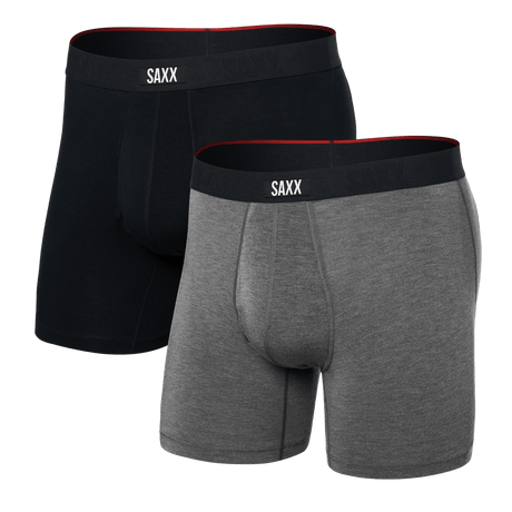SAXX Mens Vibe Xtra Boxer Briefs 2-Pack  -  Small / Black/Dark Grey Heather