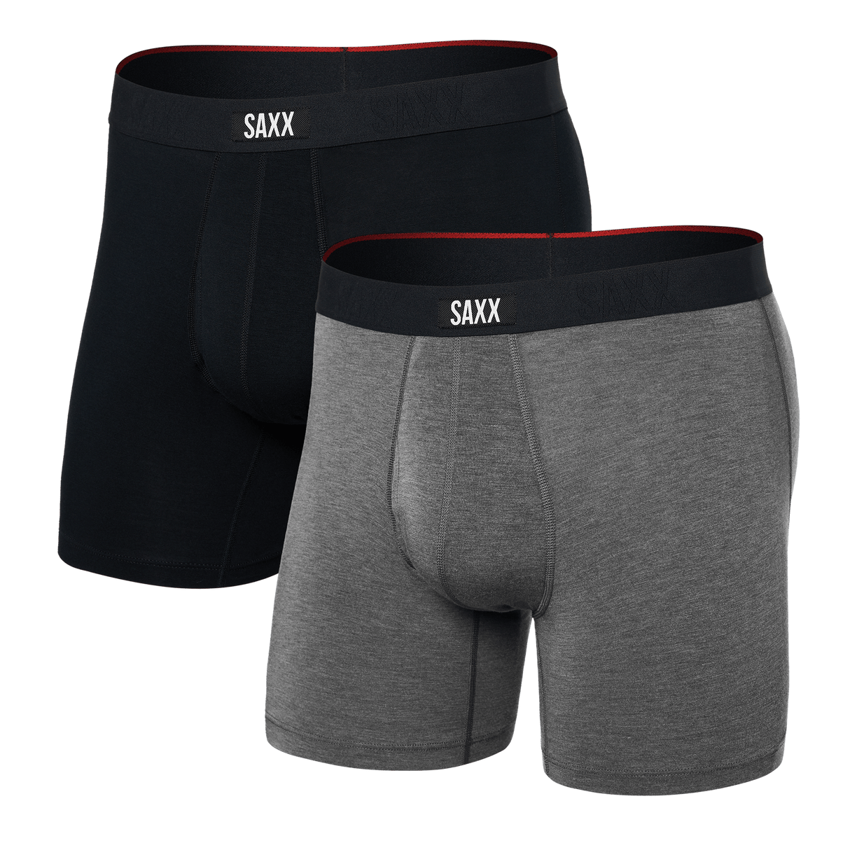 SAXX Mens Vibe Xtra Boxer Briefs 2-Pack - Small / Black/Dark Grey Heather