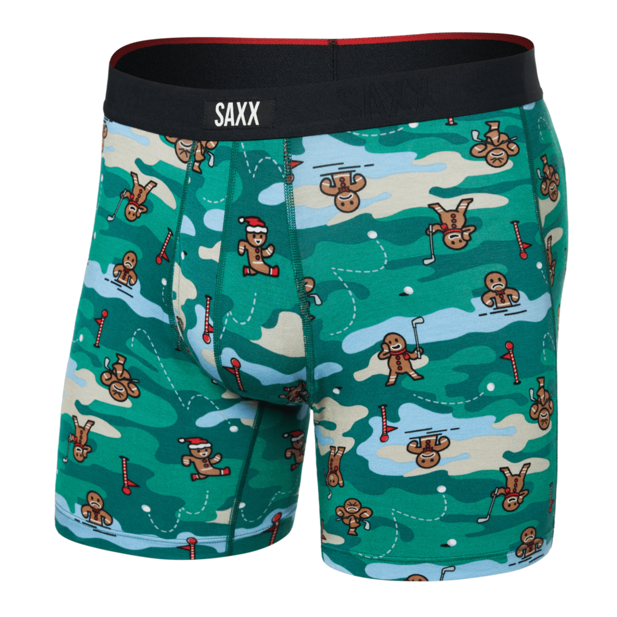SAXX Mens Vibe Xtra Super Soft Boxer  -  Small / Holiday Par-Tee Green