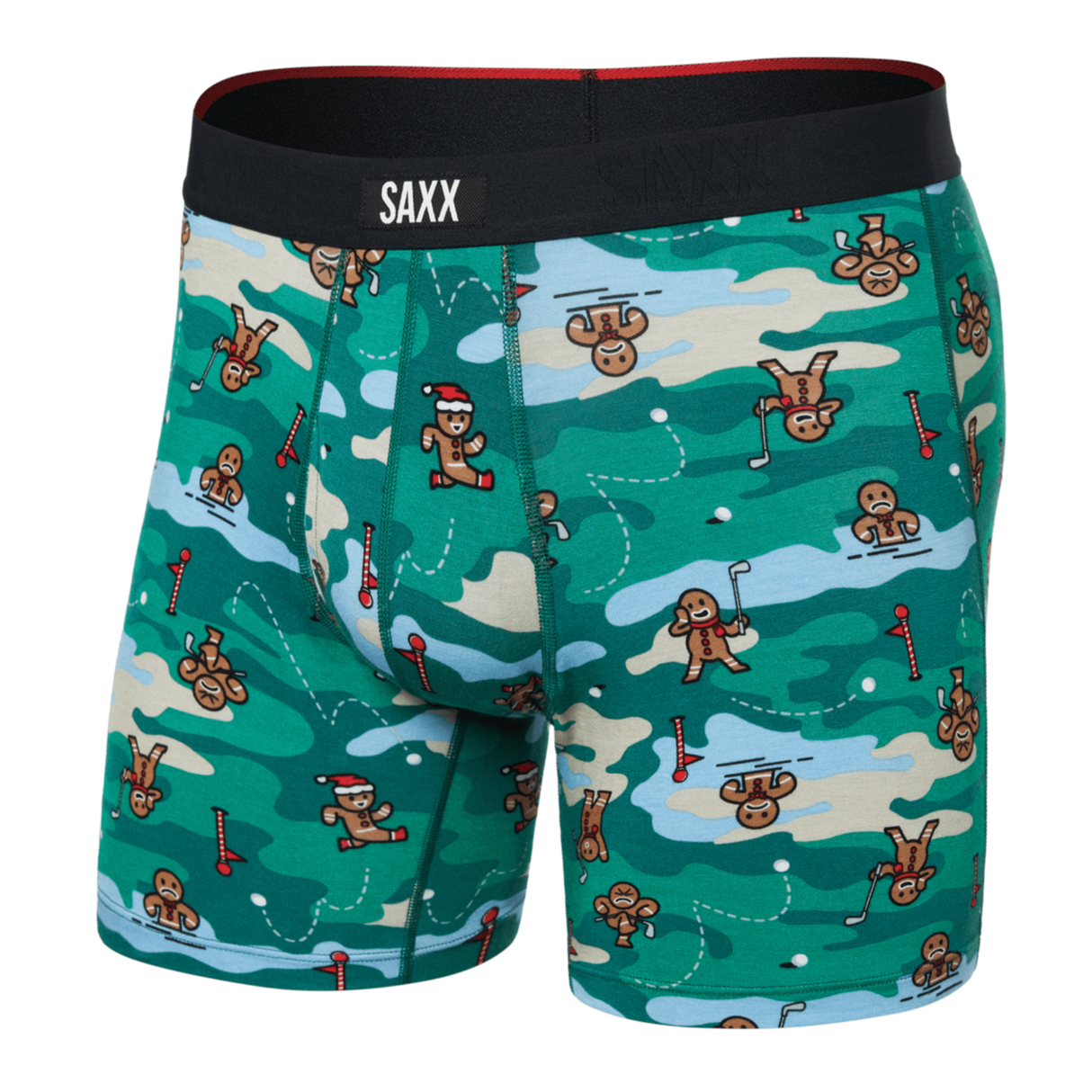 SAXX Mens Vibe Xtra Super Soft Boxer  -  Small / Holiday Par-Tee Green