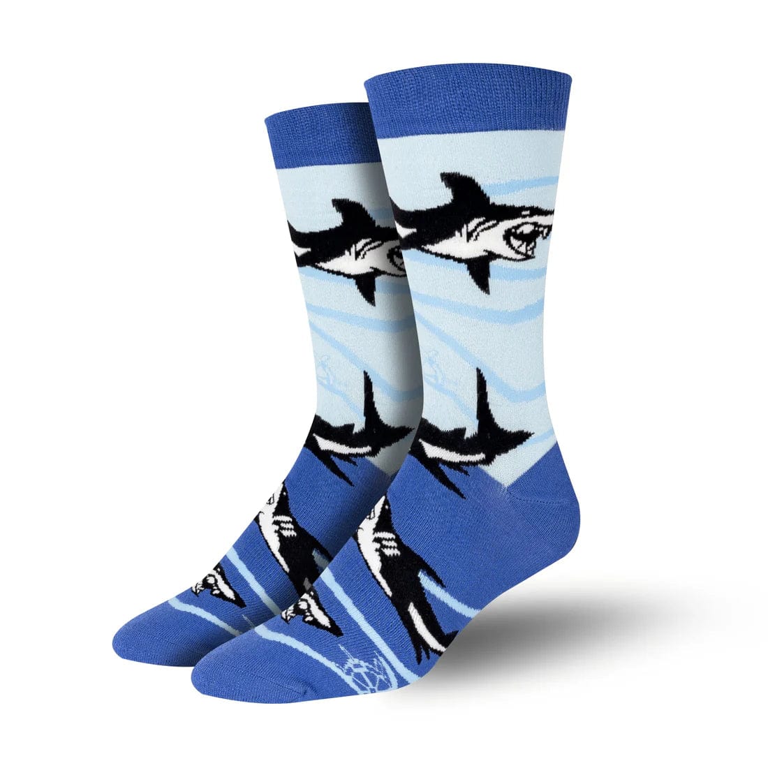 Bambukas Mens Shark Bite Crew Socks  -  One Size Fits Most / Sharks