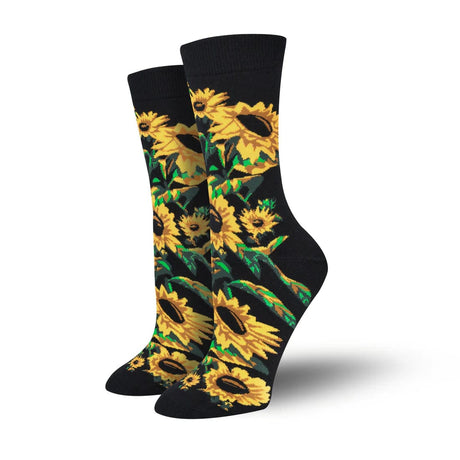 Bambukas Womens Solar Bloom Sunflower Crew Socks  -  One Size Fits Most / Sunflowers