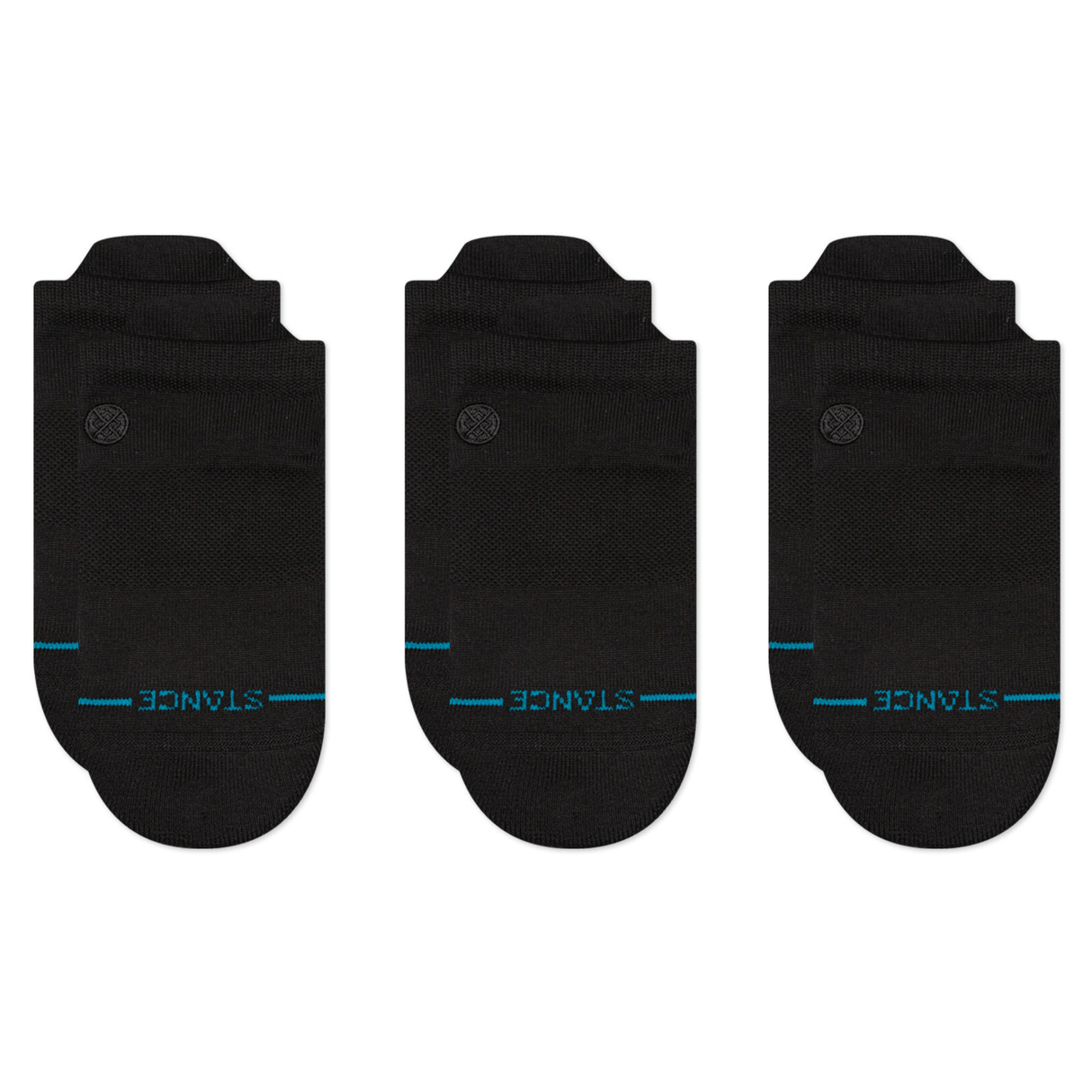 Stance Icon Low Tab 3-Pack Socks - Small / Black/Black