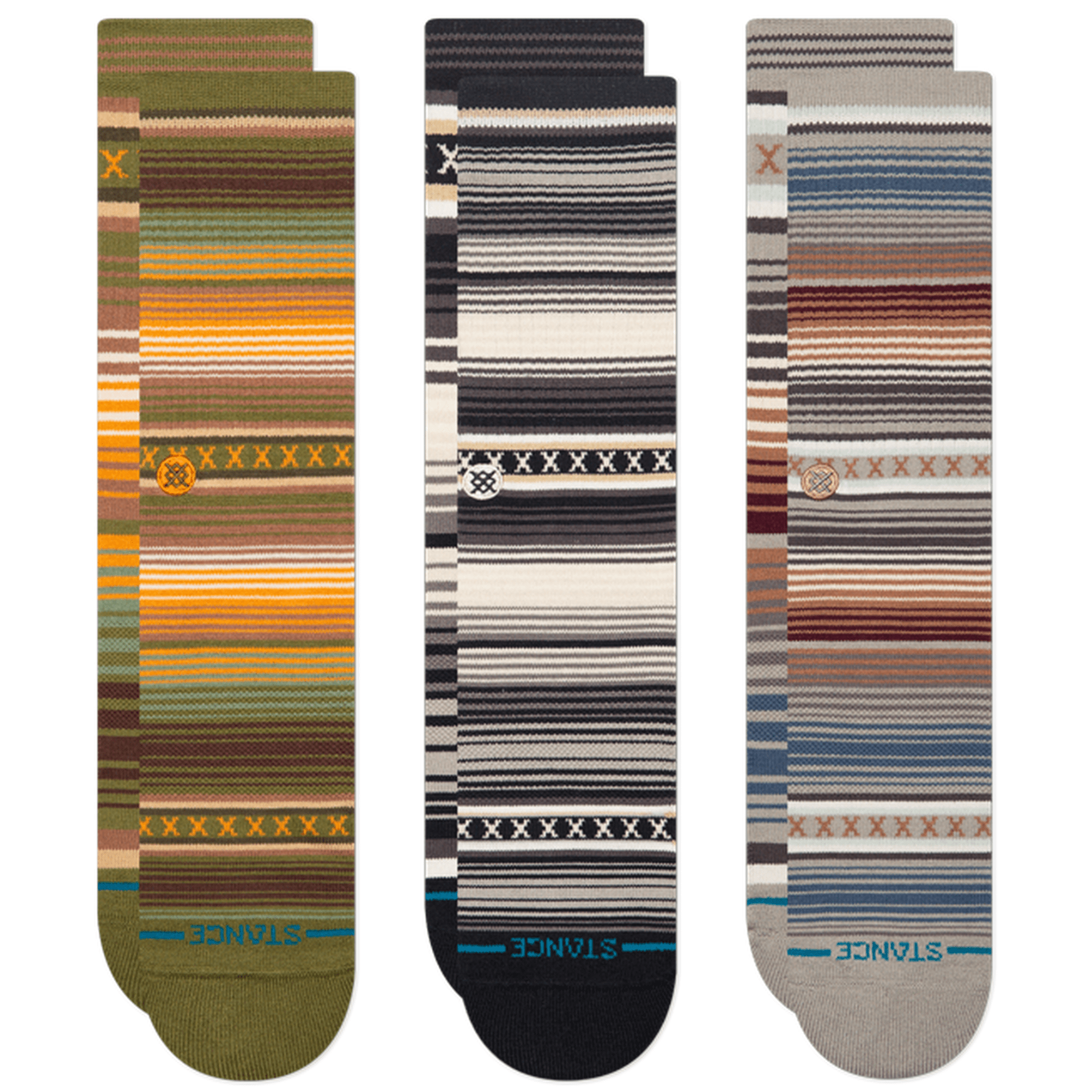 Stance Curren Crew 3-Pack Socks  -  Medium / Green