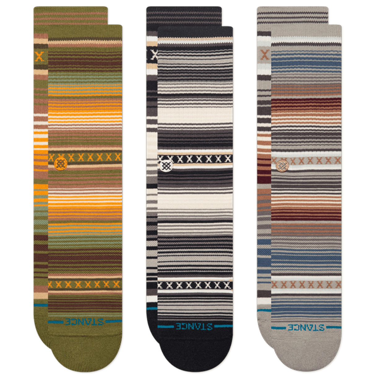 Stance Curren Crew 3-Pack Socks  -  Medium / Green