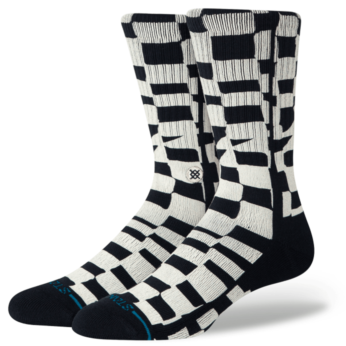 Stance Wave Check Crew Socks - Medium / Black