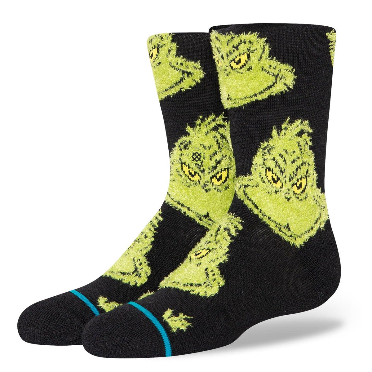 Stance Kids The Grinch Fuzzy Crew Socks - Medium / Mean One - Black