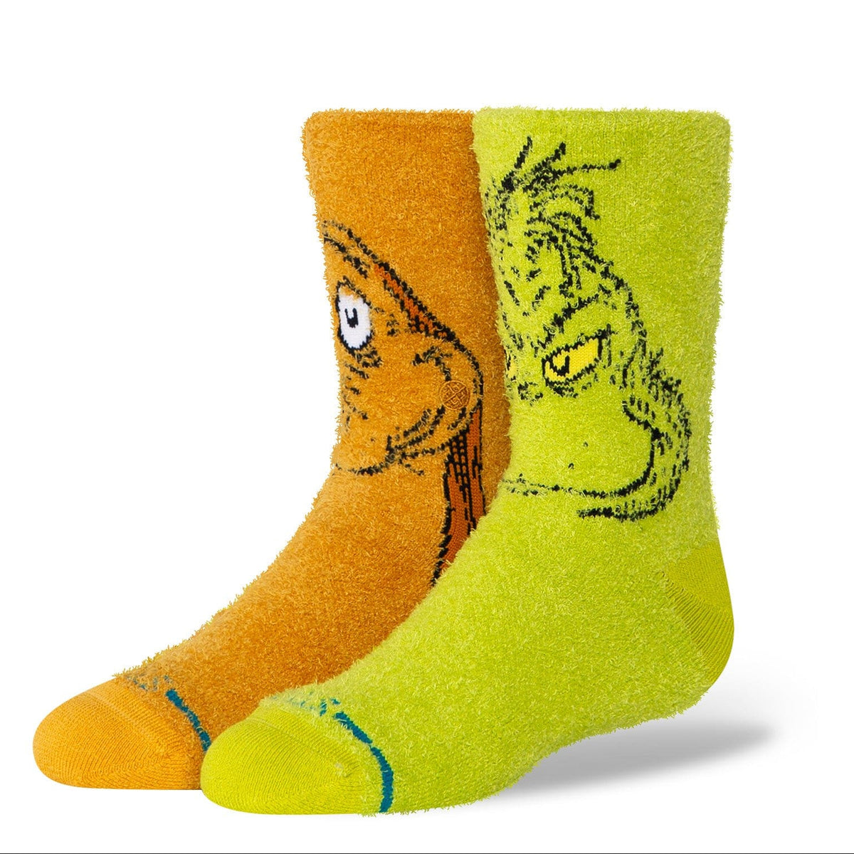 Stance Kids The Grinch Fuzzy Crew Socks - Medium / Grinch and Max Fuzzy - Green