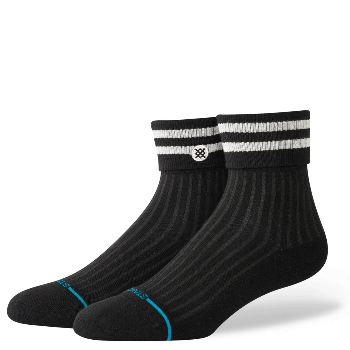 Stance Womens Cotton Quarter Roll Top Socks  -  Small / Black