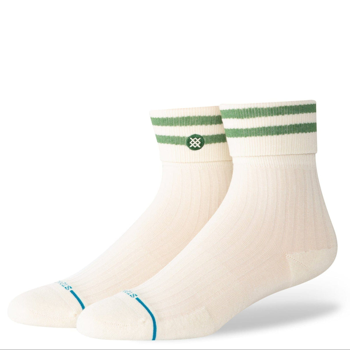 Stance Womens Cotton Quarter Roll Top Socks  -  Small / Green