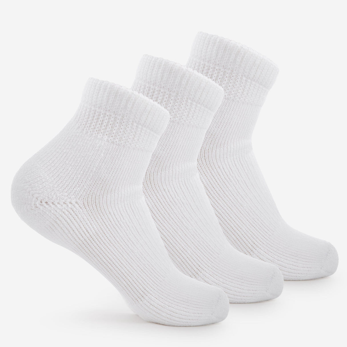 Thorlo Walking Moderate Cushion Mini-Crew Socks  -  Large / White / 3-Pair Pack