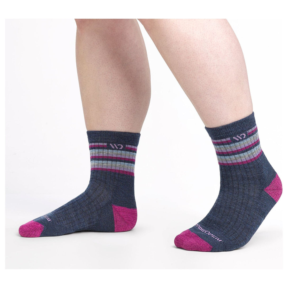 Wide Open Womens Multi Stripe Cushioned Micro Crew Socks  -