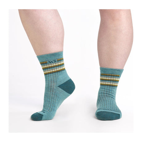 Wide Open Womens Multi Stripe Cushioned Micro Crew Socks  -