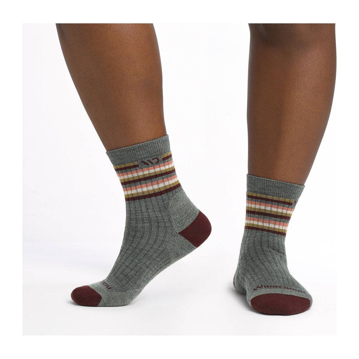 Wide Open Womens Multi Stripe Cushioned Micro Crew Socks  -
