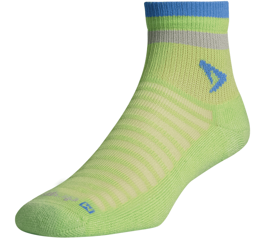 Drymax Hawks Hot Weather Running 1/4 Crew Socks  -  Small / Sublime/Caroline Blue & Gray Stripes