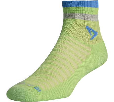 Drymax Hawks Hot Weather Running 1/4 Crew Socks  -  Small / Sublime/Caroline Blue & Gray Stripes