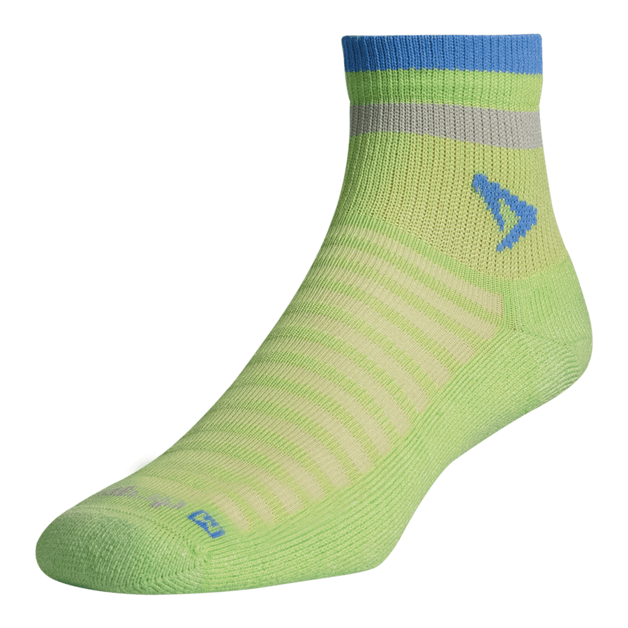 Drymax Hawks Hot Weather Running 1/4 Crew Socks - Small / Sublime/Caroline Blue & Gray Stripes