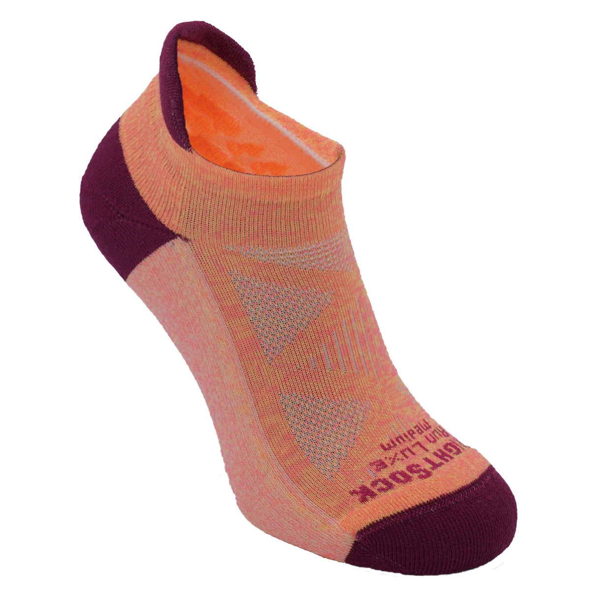 Wrightsock Run Luxe Single Layer Tab Socks - Small / Yellow/Pink