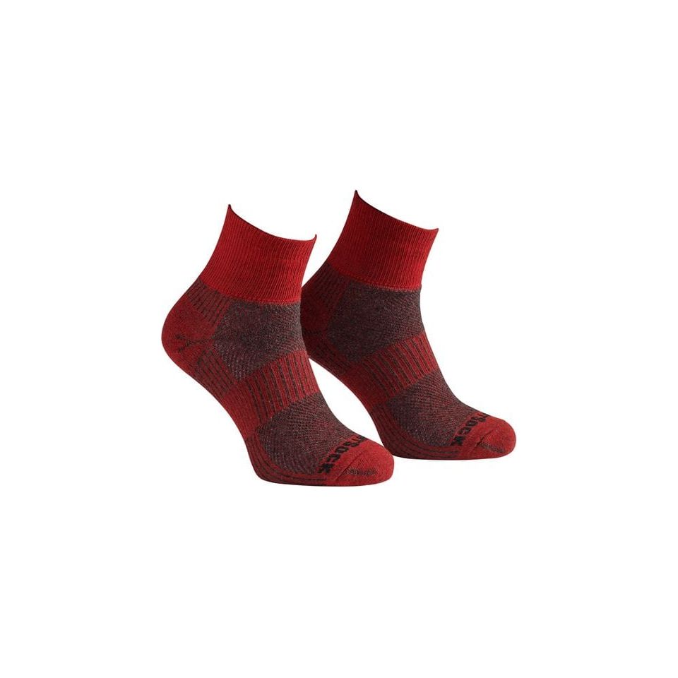 Wrightsock Double-Layer ECO Light Hike Quarter Socks  -  Medium / Black/Red