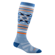 Darn Tough Womens Snowscape Over-the-Calf Lightweight Ski & Snowboard Socks - Clearance  -  Small / Bluebird