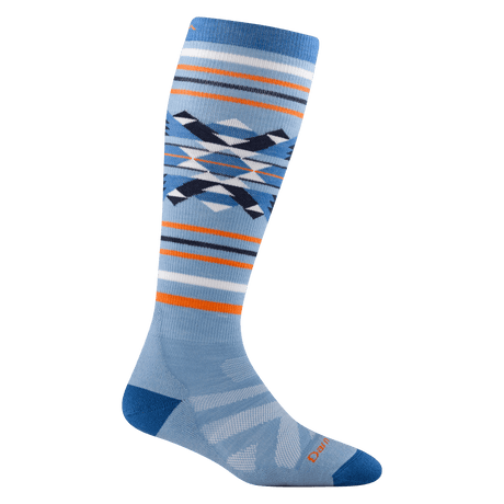 Darn Tough Womens Snowscape Over-the-Calf Lightweight Ski & Snowboard Socks - Clearance  -  Small / Bluebird