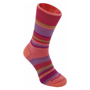 Wrightsock Double-Layer ECO Explore Crew Socks  -  Small / Pink Stripes