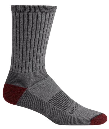 Woolrich Hike Ten Mile Crew Socks  -  Medium / Grey/Red Rock