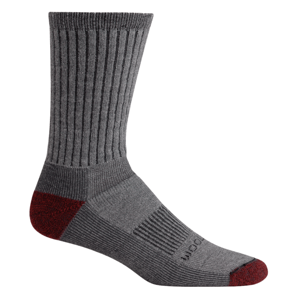 Woolrich Hike Ten Mile Crew Socks - Medium / Grey/Red Rock