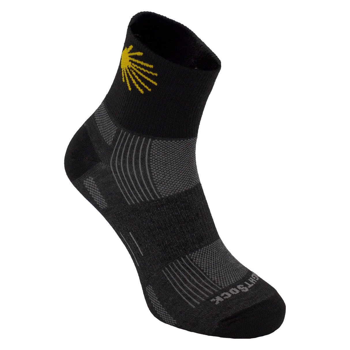 Wrightsock Double-Layer ECO Explore Quarter Socks  -  Medium / Black w/ Camino Shell Logo