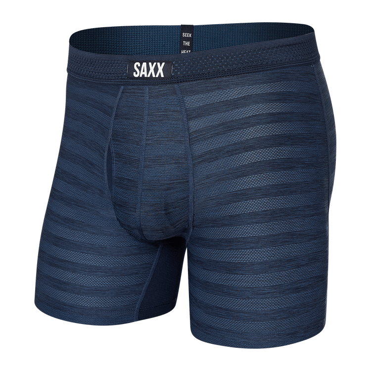 SAXX Mens Droptemp Cooling Mesh Boxer Brief Fly  -  X-Small / Dark Denim Heather