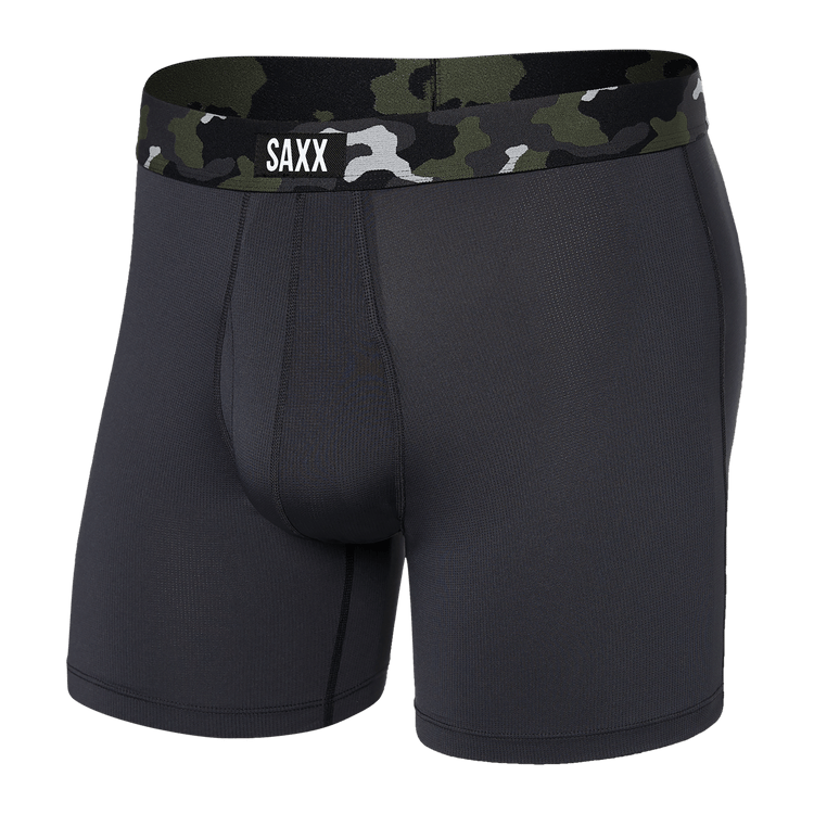 SAXX Mens Sport Mesh Boxer Brief  -  Large / Faded Black/Camo Waistband