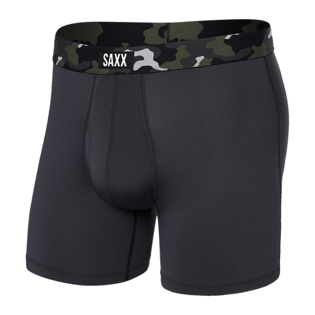 SAXX Mens Sport Mesh Boxer Brief  -  Large / Faded Black/Camo Waistband