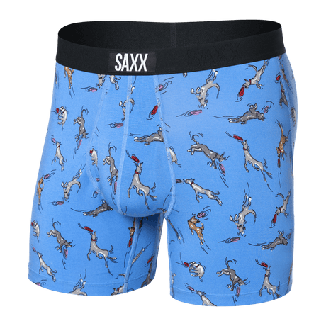 SAXX Mens Ultra Super Soft Boxer Brief  -  Small / Disc Dogs - Sail Blue