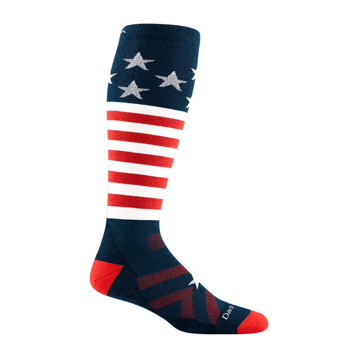 Darn Tough Mens Captain Stripe Over-the-Calf Midweight Ski & Snowboard Socks  -  Small / Stars and Stripes