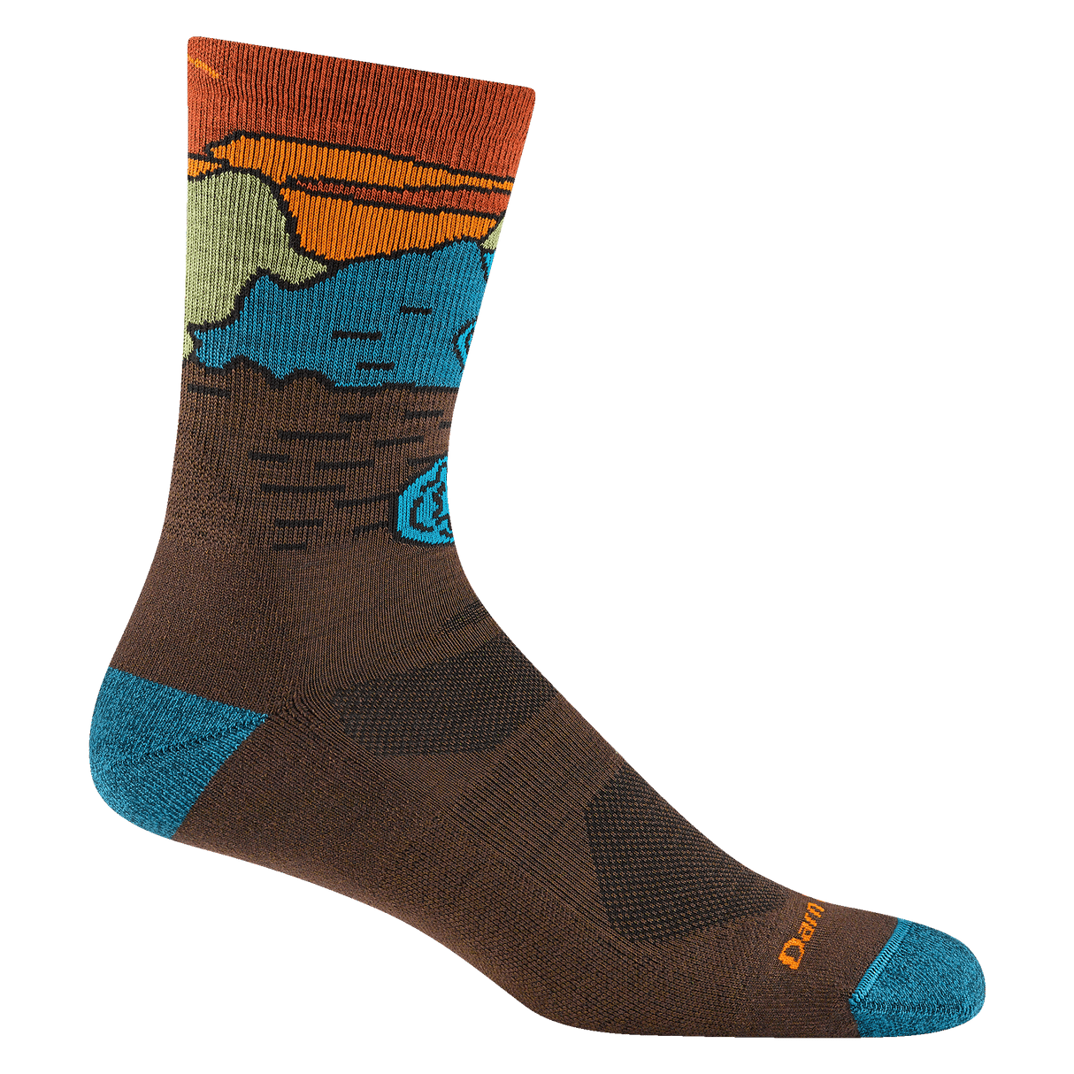 Darn Tough Mens Chasing Waterfalls Micro Crew Lightweight Hiking Socks - Medium / Earth
