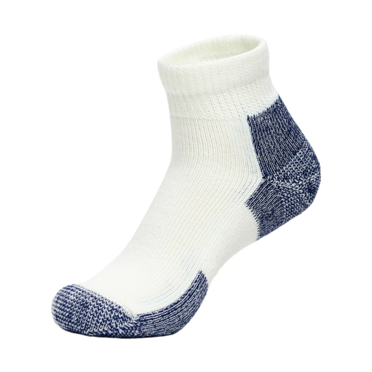 Thorlo Running Foot Protection Heavy Cushion Mini Crew Socks - Large / White/Navy