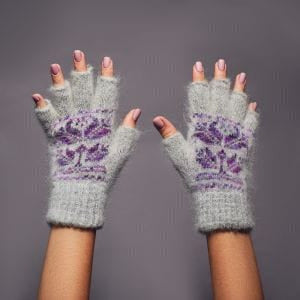Siberia Spirit Tiny Tulips Fingerless Gloves  -  Medium / Tiny Tulips