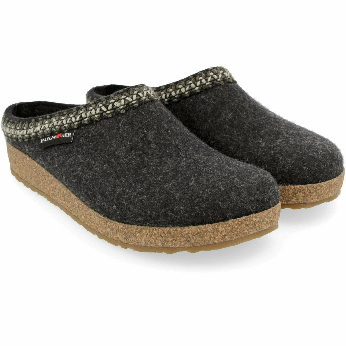 Haflinger Zig Zag Grizzly Wool Clogs  -  36 / Charcoal/Graphite