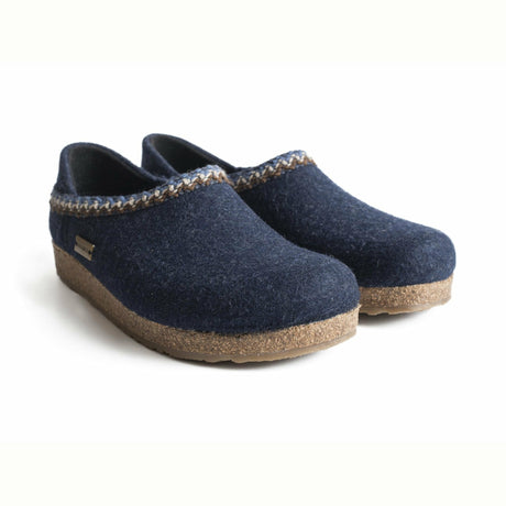Haflinger Womens GZH Zig Zag Wool Clogs  -  36 / Captains Blue